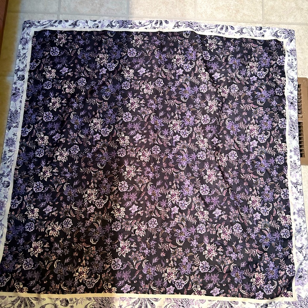 GH Pretty Purple floral Large square scarf. Made in China.